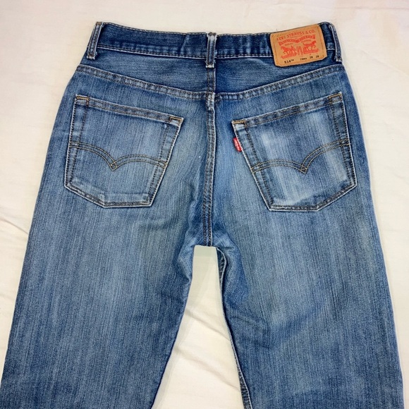 Levi's red tab W28L28.5 514 zip fly distressed Blue Straight Denim Jeans - Picture 2 of 16